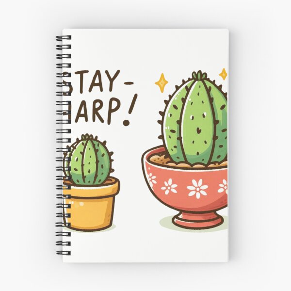 Item preview, Cartoon drawing of a small cactus in a decorative bowl. Add a fun phrase like "Stay sharp!" designed and sold by osamawaleed1997.