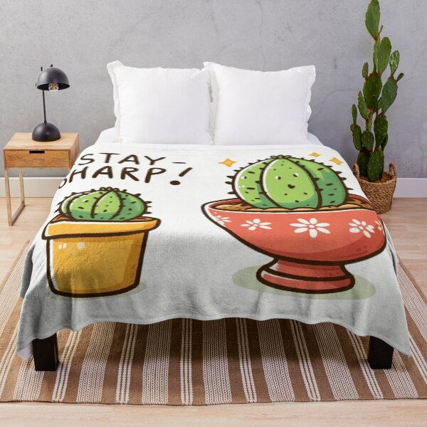 Item preview, Cartoon drawing of a small cactus in a decorative bowl. Add a fun phrase like "Stay sharp!" designed and sold by osamawaleed1997.
