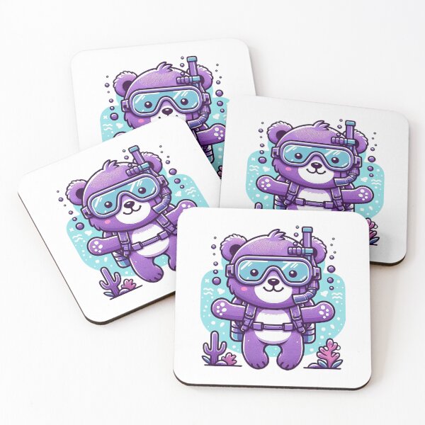 Item preview, Cute purple bear diving with goggles designed and sold by Silbays.