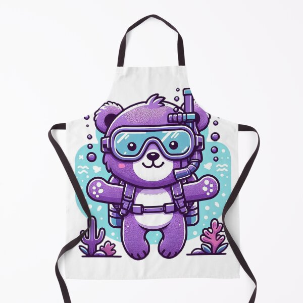 Item preview, Cute purple bear diving with goggles designed and sold by Silbays.
