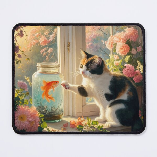 Item preview,  goldfish and a cat designed and sold by Playful Strokes pom@pom.