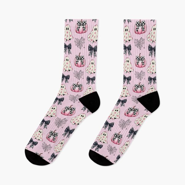 Item preview, Pink Halloween Pattern with Ghosts, Pink Pumpkin, Black Bows and Spider Web Hearts designed and sold by sjohnson70.