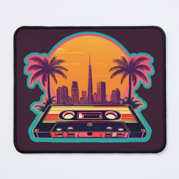 Item preview, Cassette tape 3D retro sunset city vaporwave designed and sold by analogsandpixel.