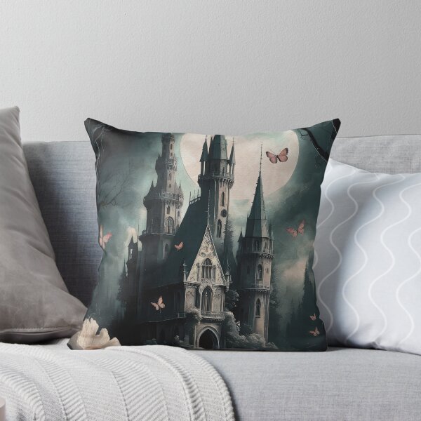 Item preview, Dark fairytale girly gothic realistic castle floral antique victorian fable gothic girl feminine oil painting designed and sold by Fantasy Cache.