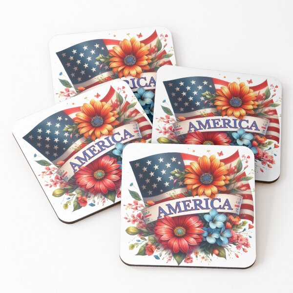 Item preview, America, American Flag, Flowers designed and sold by deniz kaya.