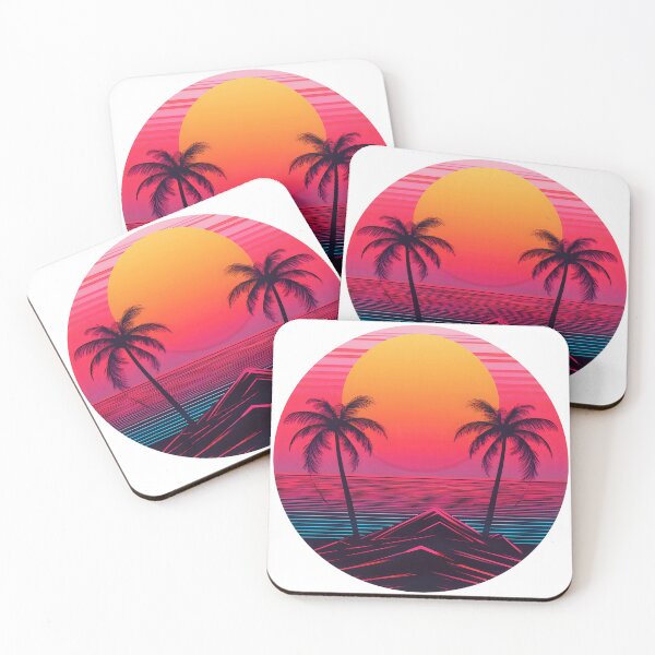 Item preview, Retro vintage sunset over palm island synthwave style designed and sold by analogsandpixel.