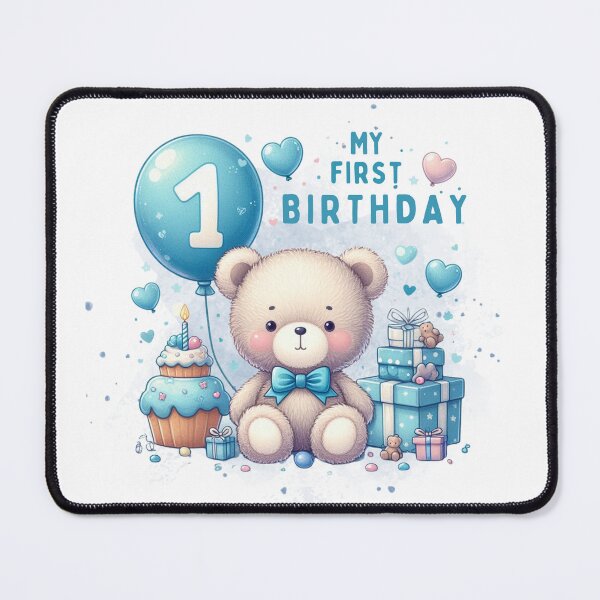 Item preview, First birthday, Teddy bear, Boy, Blue designed and sold by deniz kaya.