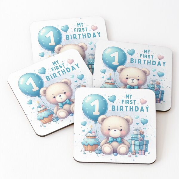 Item preview, First birthday, Teddy bear, Boy, Blue designed and sold by deniz kaya.