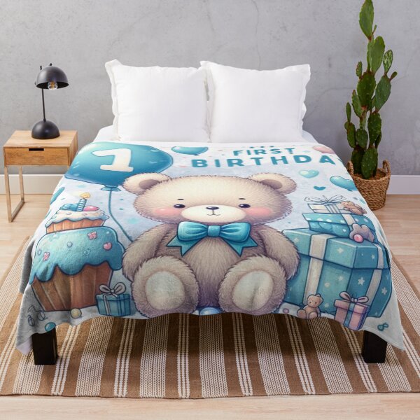 Item preview, First birthday, Teddy bear, Boy, Blue designed and sold by deniz kaya.