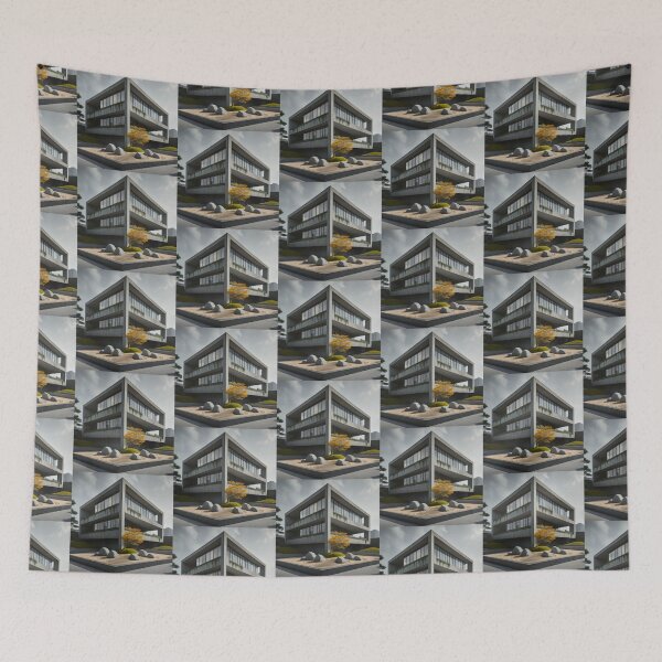 Item preview, Modern Building with Rock Garden designed and sold by BestArtByArvind.