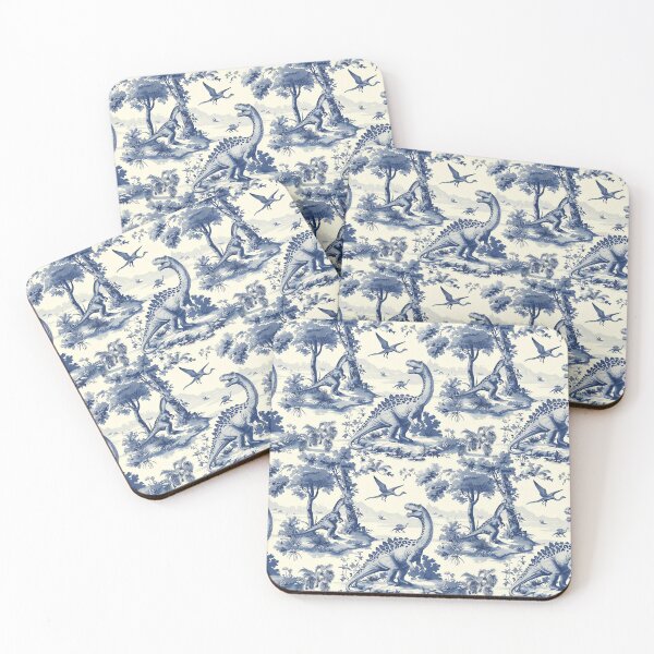 Item preview, blue brachiosaurus toile de jouy designed and sold by PoppyLaneStudio.