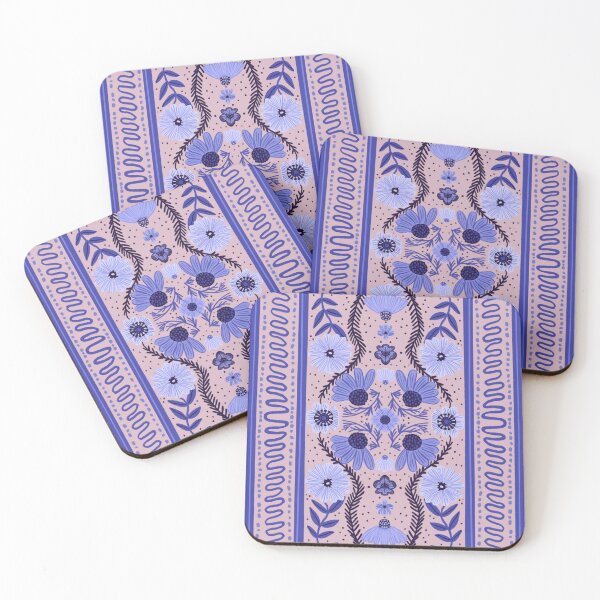 Item preview, Pink and Blue Elegant Midnight Floral Pattern willo china pottery print  designed and sold by Jemma Jamie Skidmore.
