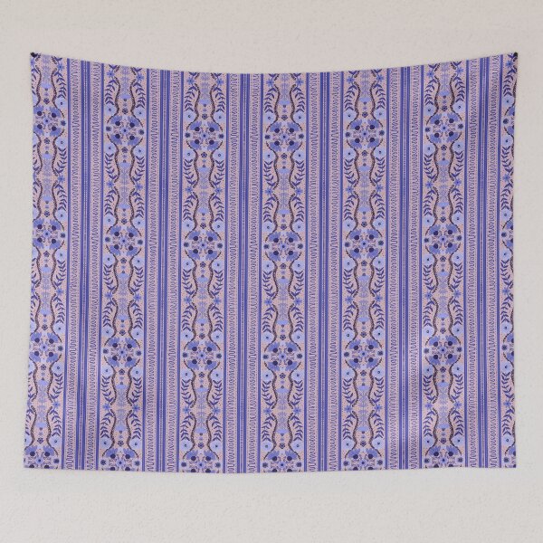 Item preview, Pink and Blue Elegant Midnight Floral Pattern willo china pottery print  designed and sold by Jemma Jamie Skidmore.