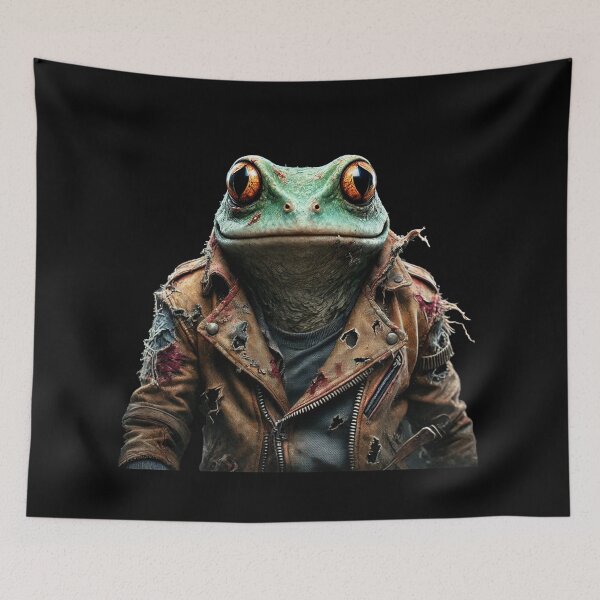 Item preview, Dystopian Frog in Leather Jacket - Futuristic Fantasy designed and sold by Blink Art Studio.