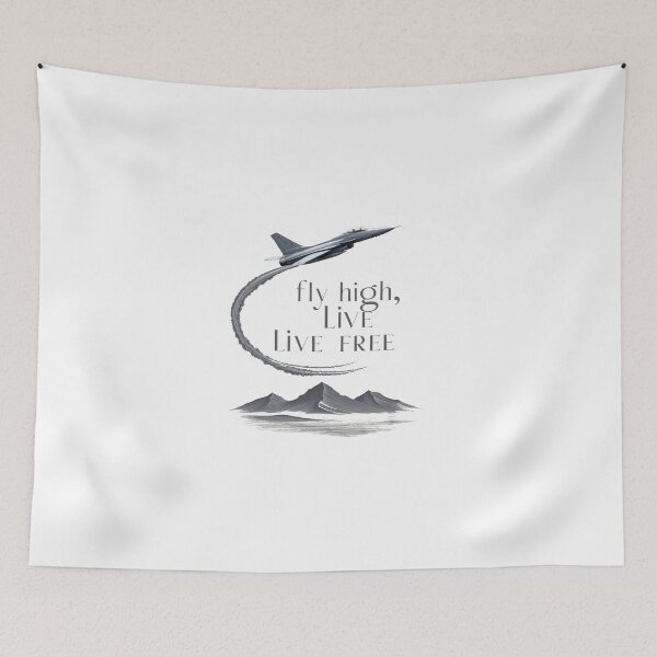 Item preview, Fly High, Live Free - Realistic Jet & Mountain Design designed and sold by Maverick Spirit.
