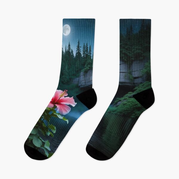 Item preview, Forest Waterfall with Hibiscus Flowers designed and sold by Simplybe1.