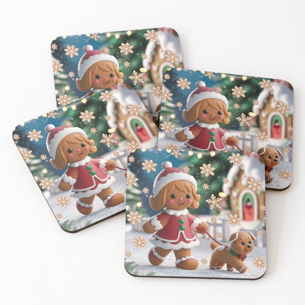 Item preview, Christmas Gingerbread Girl Walking Dog Gingerbread designed and sold by Cute & Sassy Custom Gifting Boutiques.
