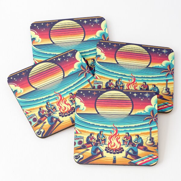 Item preview, Retro 80s Beach Bonfire Night Design designed and sold by Genady.