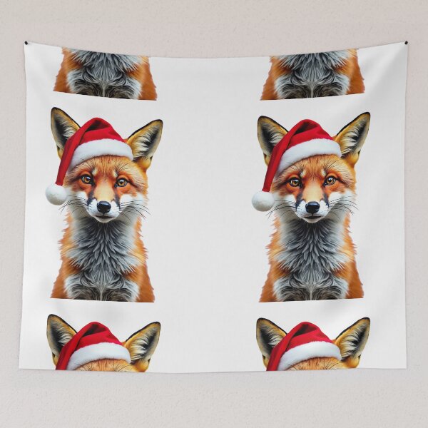 Item preview, Funny Fox Wearing Christmas Hat designed and sold by LazyOwlStore.