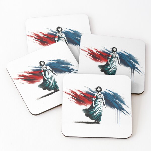 Item preview, French Woman on Red and Blue Background designed and sold by Blink Art Studio.