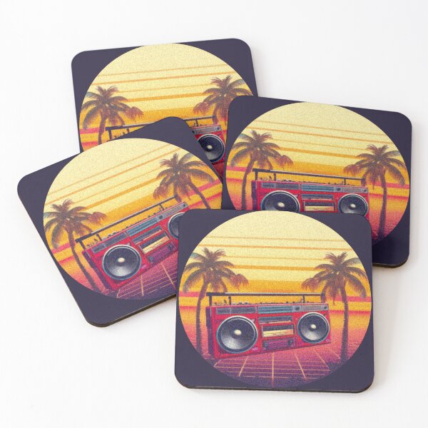Item preview, Vaporwave retro sunset over boombox among palms designed and sold by analogsandpixel.