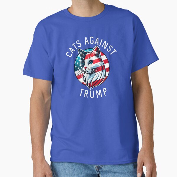 Vista previa del artículo con la obra «Protesta de gatos rojos, blancos y azules de los Gatos contra Trump», diseñado y vendido por The Junto Shop.
