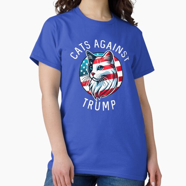 Vista previa del artículo con la obra «Protesta de gatos rojos, blancos y azules de los Gatos contra Trump», diseñado y vendido por The Junto Shop.