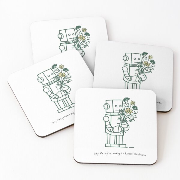 Item preview, Kind Robot with Flowers - Programming Includes Kindness designed and sold by Touched by  Starlight.