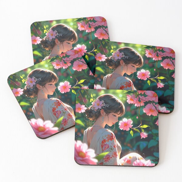 Item preview, Charming lady and pink flowers. designed and sold by PatDoArt.