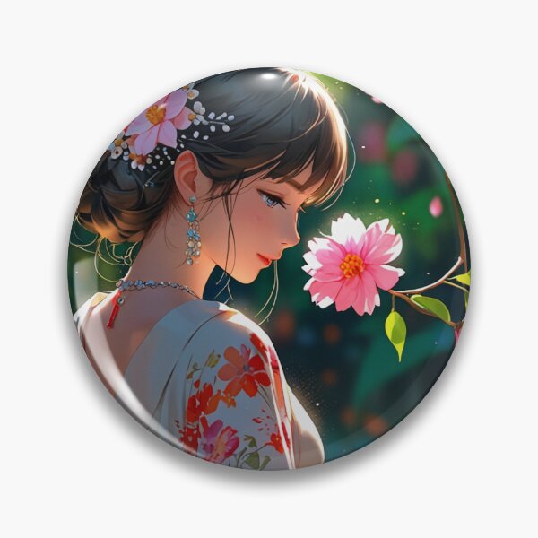 Item preview, Charming lady and pink flowers. designed and sold by PatDoArt.