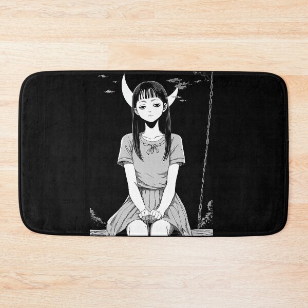 Item preview, Horns of the Crescent Night – black and white melancholic manga anime girl designed and sold by ForsakenFrames.