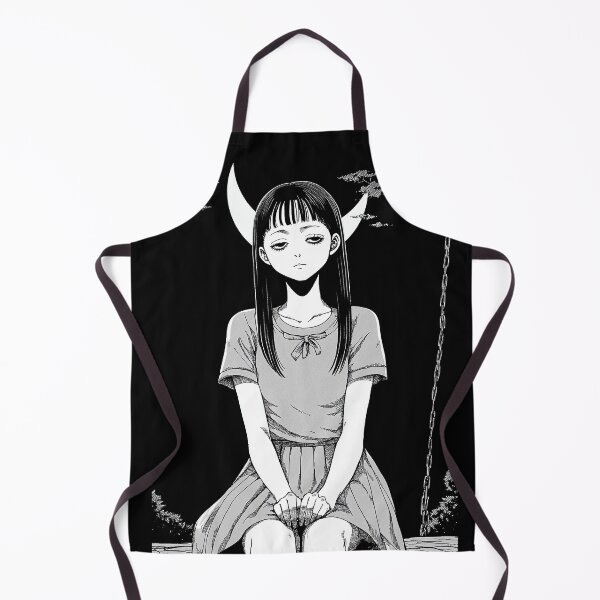 Item preview, Horns of the Crescent Night – black and white melancholic manga anime girl designed and sold by ForsakenFrames.