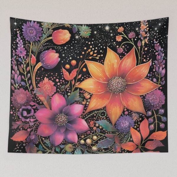 Item preview, Floral pattern. Colorful flowers on a black background.Field of flowers. designed and sold by MagelliShop.