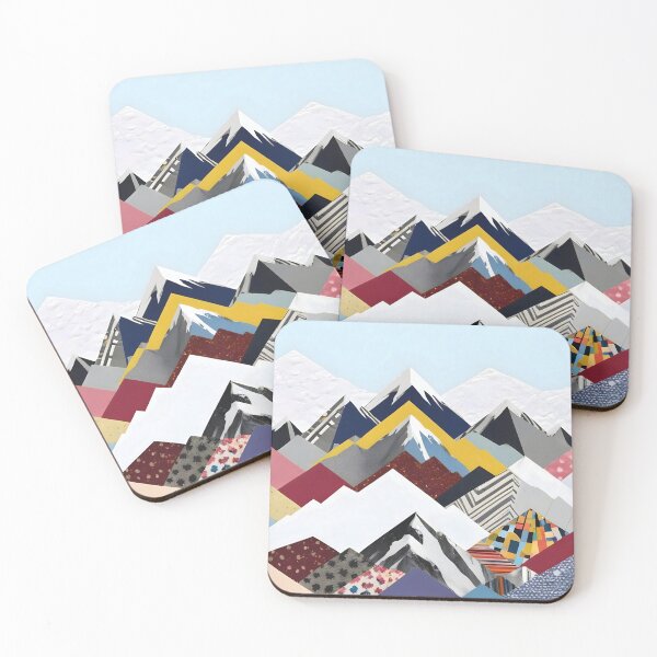 Item preview, Snowcap Mountains, Graphic Collage Abstract, Eclectic Textures Patterns, Geometric Shapes Nature Landscape Winter Contemporary Art Print designed and sold by 83oranges.com.