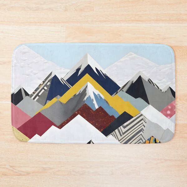 Item preview, Snowcap Mountains, Graphic Collage Abstract, Eclectic Textures Patterns, Geometric Shapes Nature Landscape Winter Contemporary Art Print designed and sold by 83oranges.com.