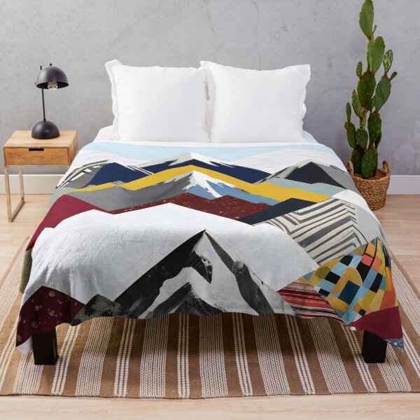 Item preview, Snowcap Mountains, Graphic Collage Abstract, Eclectic Textures Patterns, Geometric Shapes Nature Landscape Winter Contemporary Art Print designed and sold by 83oranges.com.