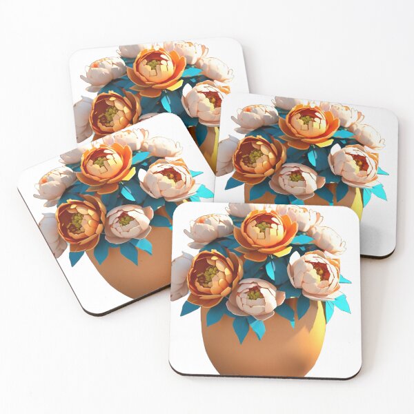 Artikelvorschau, peonies in pot orange 3D entworfen und verkauft von Rainbow Paws Garden.