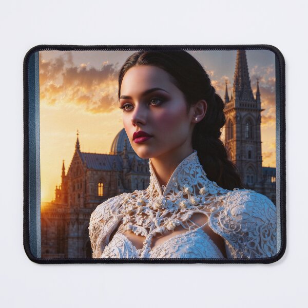 Item preview, Gothic Portrait Of Lady Lycenia Arkus In An Elegant Ivory Gown Captivating AI Concept Art by Xzendor7 designed and sold by Xzendor7 Digital Art Creations.
