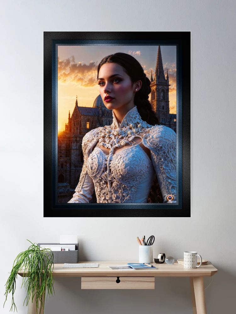 Gothic Portrait Of Lady Lycenia Arkus In An Elegant Ivory Gown AI Concept Art by Xzendor7 - Captivating Beauty 2 Gothic Portrait Of Lady Lycenia Arkus In An Elegant Ivory Gown Captivating AI Concept Art by Xzendor7 Wall Decor Poster Art Print