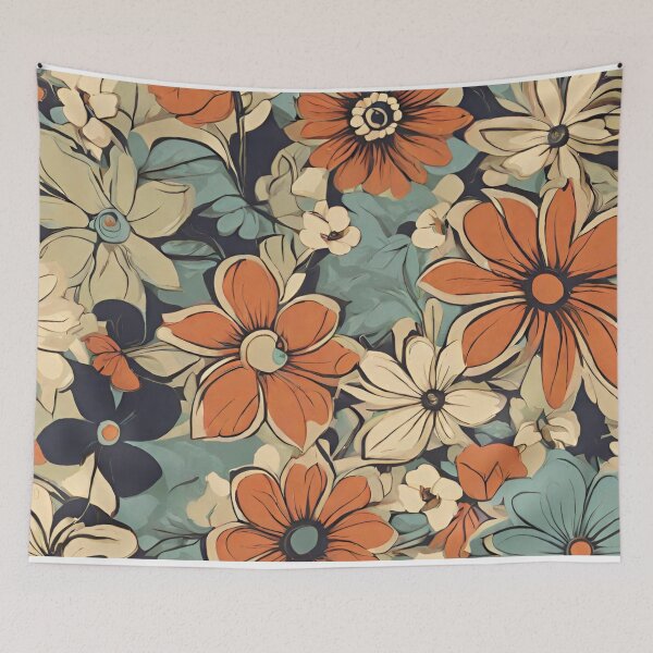 Artikelvorschau, Retro Blumen Blumendruck entworfen und verkauft von Tammy Marie Russell.