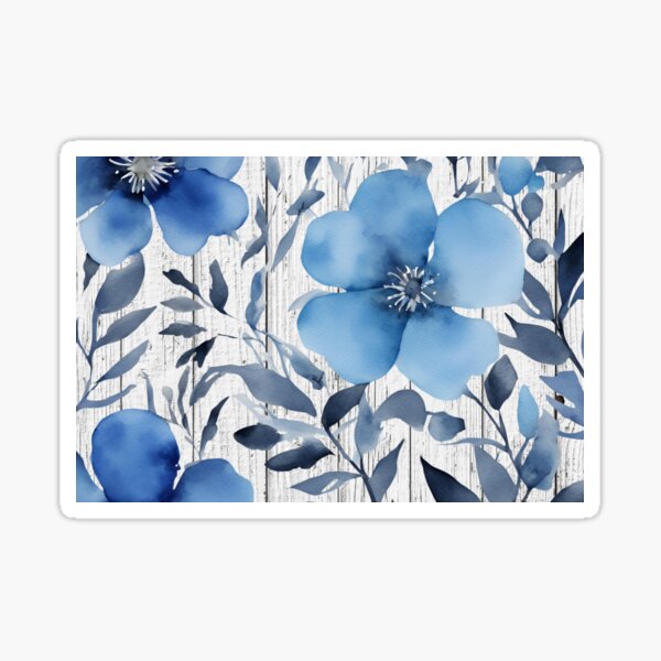 Item preview, Blue Flowers On Wood Floral Print designed and sold by Tammy Marie Russell.