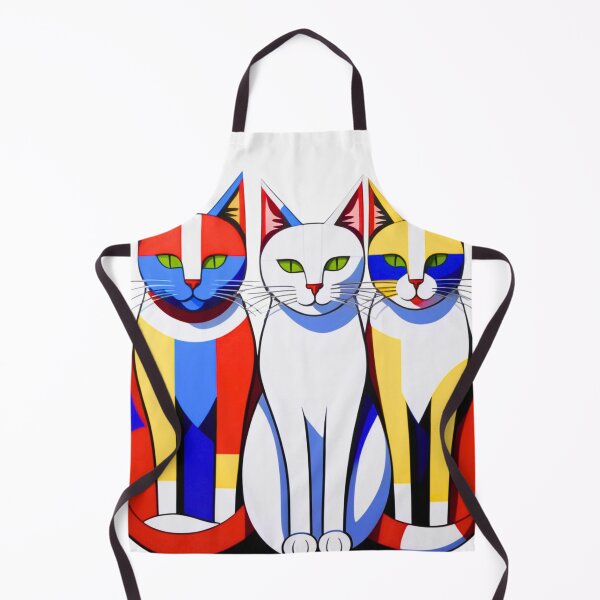 Artikelvorschau, Künstlerische abstrakte modernistische lebendige Primärpalette Katze Trio entworfen und verkauft von Mehwish.