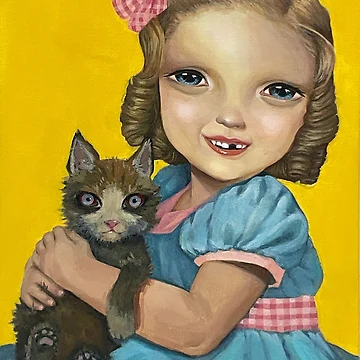 Artwork thumbnail, Vintage girl holding a cat by seagrease