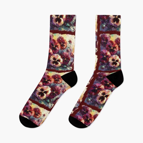 Item preview, Maroon and Beige Pansies Impressionistic Painting designed and sold by oceanlady65.
