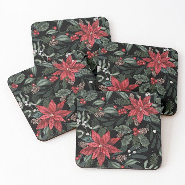 Item preview, Winter foliage - Botanical Christmas - Poinsettia repeating pattern designed and sold by LindaSitniece.