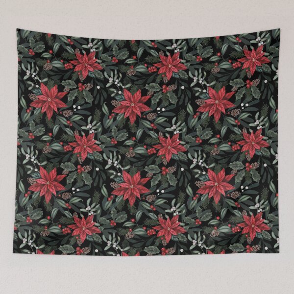 Item preview, Winter foliage - Botanical Christmas - Poinsettia repeating pattern designed and sold by LindaSitniece.