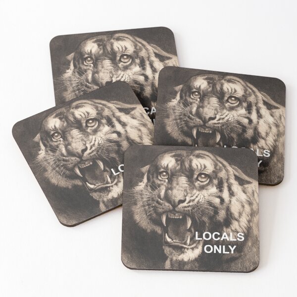 Item preview, Vintage Tiger Etching Print + Locals Only Text designed and sold by VoyagerVintage.