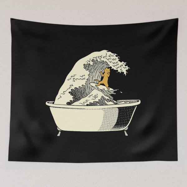 Item preview, Kanagawa Bathtub Cat by Tobe Fonseca designed and sold by Tobe Fonseca®.