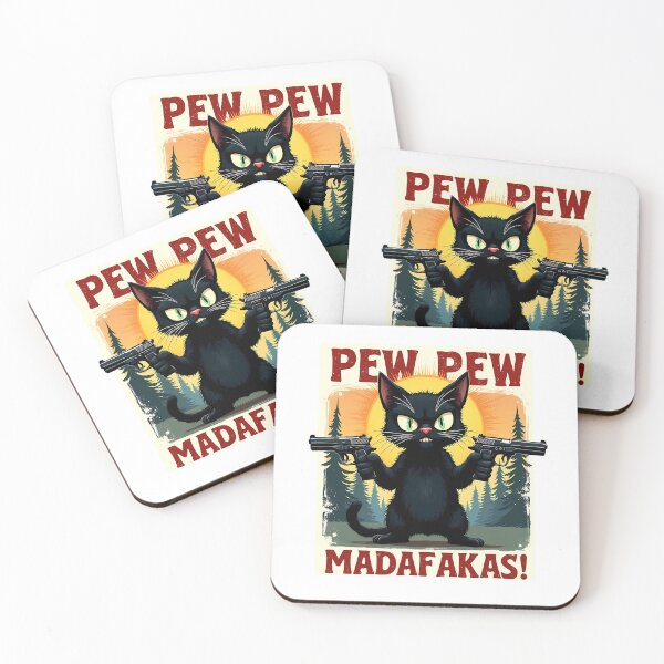 Item preview, Fierce Cat Pew Pew - Vintage Style designed and sold by Moad Fahim.