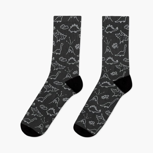 Item preview, Chalkboard Dino Doodles Cute Black and White Pattern designed and sold by Valerie Englehart.